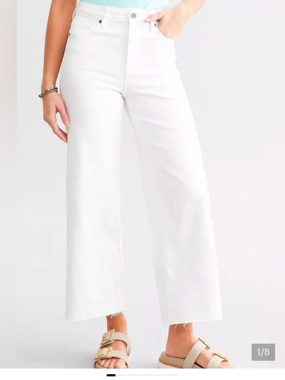 NWT Hidden Nori White Wide-Leg High-Rise cropped Jeans